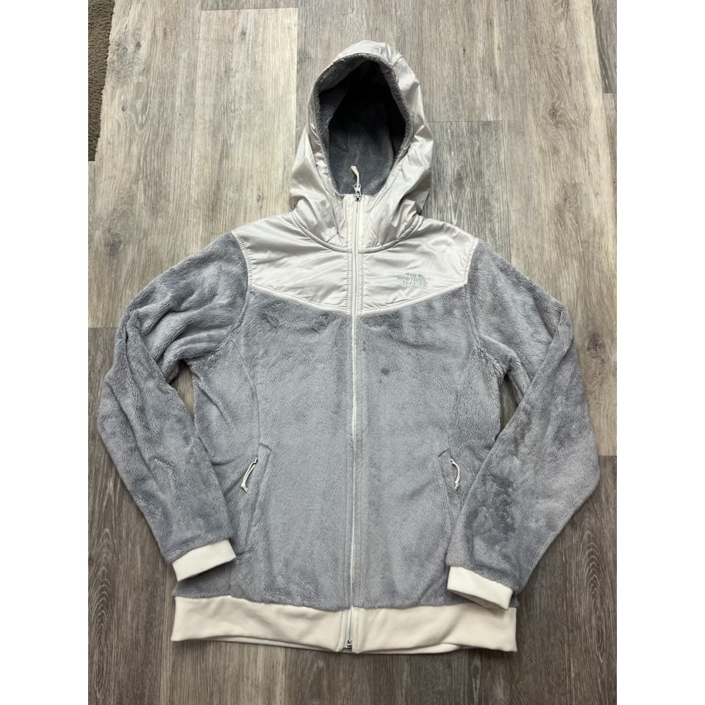 Women's North Face Grey White Oso/Osito Hooded Fleece Jacket Size L